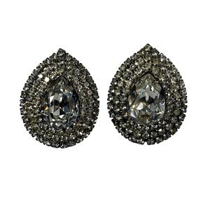 Vintage tear drop rhinestone earrings wedding formal